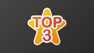 Gradyan gri arka planda 3 boyutlu üç renkli yıldız. Hareket grafiği.