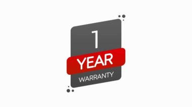 Konsept tasarım için beyaz arka planda bir yıllık garantisi olan simge. Simge tasarımı. Başarı rozeti. Tasarım kavramı. Amblem destek konsepti. Hareket grafiği.