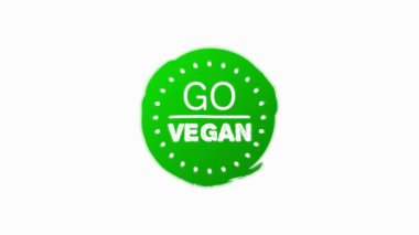 Vegan Taze sağlıklı organik vejetaryen gıda lineer grunge logo etiketleri ve farklı tasarım ve yeşil renk etiketleri. El yapımı nesneler. Hareket grafiği.