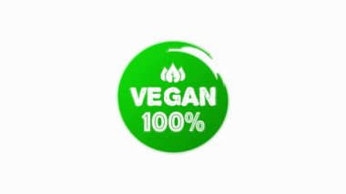 Vegan 100 taze sağlıklı organik vejetaryen gıda lineer grunge logo etiketleri ve etiketleri farklı tasarım ve yeşil renk. El yapımı nesneler. Hareket grafiği.