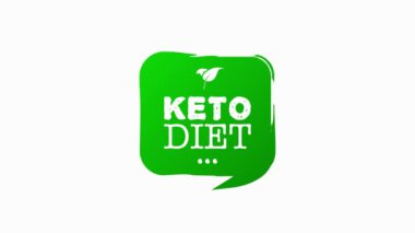 100 Keto Diyet sağlıklı organik vejetaryen gıda lineer grunge logo etiketleri ve etiketleri farklı tasarım ve yeşil renk. El yapımı nesneler. Hareket grafiği.