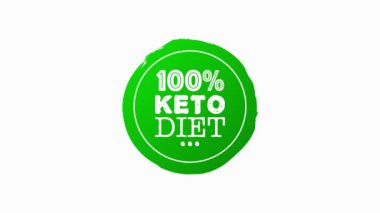 100 Keto Diyet sağlıklı organik vejetaryen gıda lineer grunge logo etiketleri ve etiketleri farklı tasarım ve yeşil renk. El yapımı nesneler. Hareket grafiği.