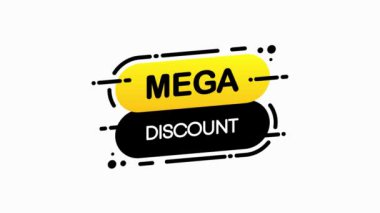 Beyaz arka planda Mega Discount düz afişi. Mega Satış. Soyut tasarım. Hareket grafiği.