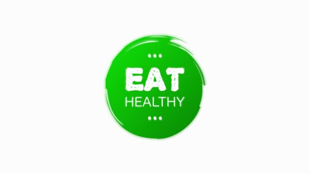 Jedz zdrowo. Świeże zdrowe organiczne wegańskie jedzenie liniowe grunge etykiety logo i tagi różny design i zielony kolor. Ręcznie rysowane przedmioty. Grafika ruchowa. — Wideo stockowe