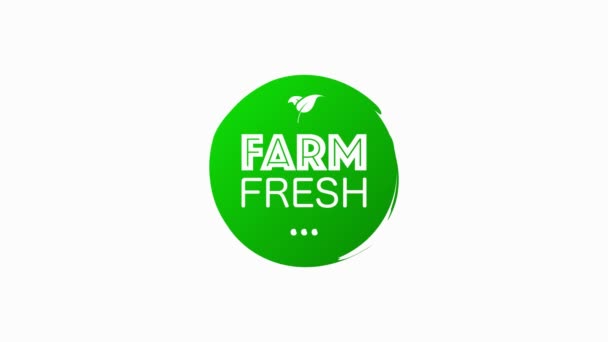 Farm Fresh friska ekologiska vegan mat linjär grunge logotyp etiketter och taggar olika design och grön färg. Handritade föremål. Rörelsebild. — Stockvideo