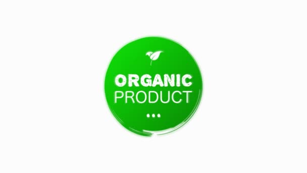 Bio-Produkt Frische gesunde organische vegane Lebensmittel lineare Grunge-Logo-Etiketten und Tags das unterschiedliche Design und die grüne Farbe. Handgezeichnete Objekte. Bewegungsgrafik. — Stockvideo