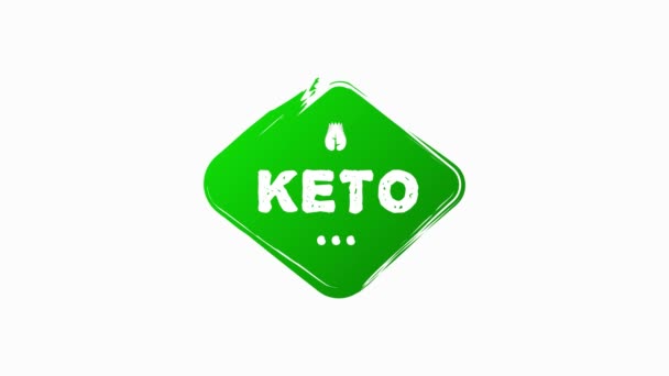 100 Ketoダイエット健康有機ビーガンフードリニアグランジロゴラベルとタグ異なるデザインと緑の色。手描きのオブジェ。モーショングラフィックス. — ストック動画