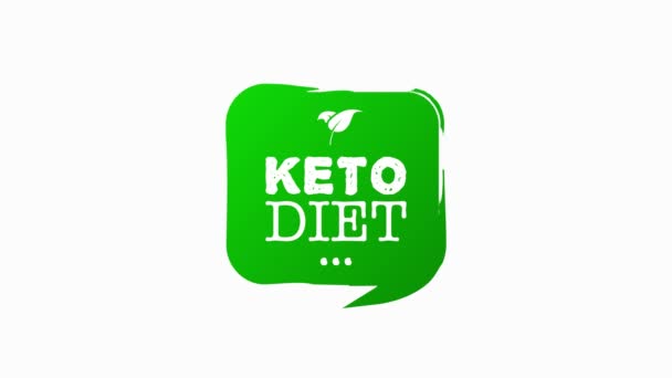 100 Keto Dieta saludable comida orgánica vegana lineal grunge logo etiquetas y etiquetas de los diferentes diseños y color verde. Objetos hechos a mano. Gráfico de movimiento. — Vídeos de Stock