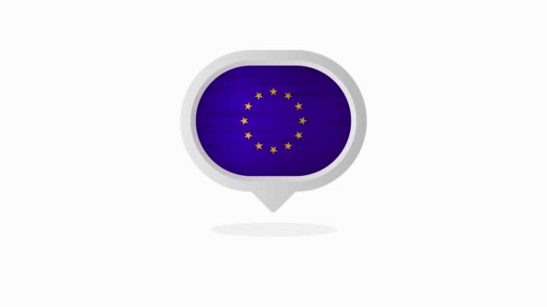 欧盟旗帜现实的旗帜。在欧盟制造的。运动图形. — 图库视频影像