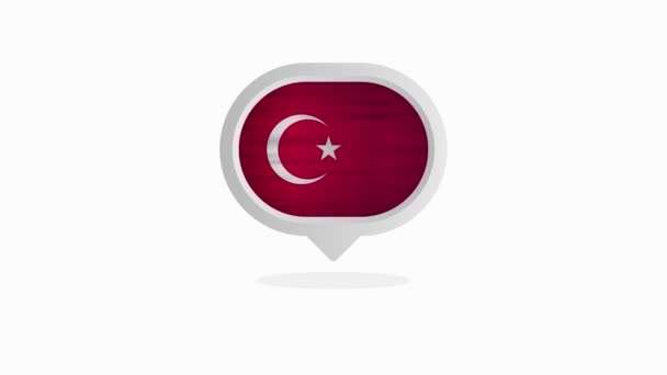 Bandera de Turquía bandera realista. Hecho en Turquía. Gráfico de movimiento. — Vídeo de stock