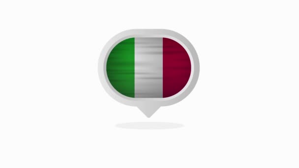 意大利国旗，现实的国旗。用伊利亚语做的运动图形. — 图库视频影像