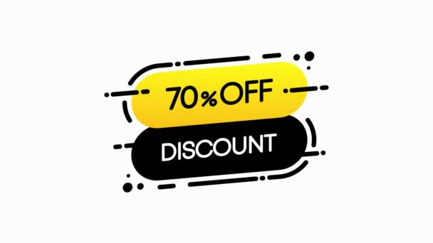 70 per cento OFF Mega Sconto banner piatto su sfondo bianco. Mega Sale. Design astratto. Grafico di movimento. — Video Stock