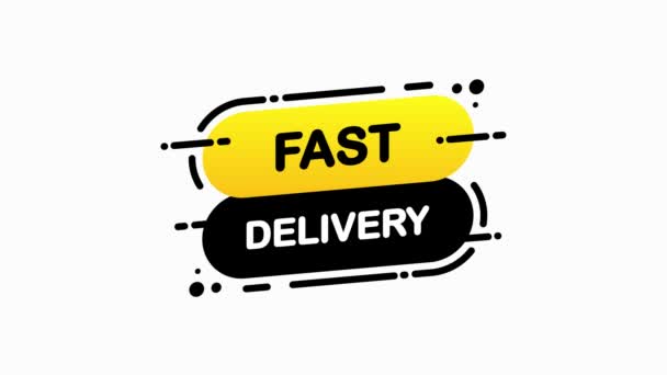 Fast Delivery izolált sárga lapos banner fehér háttér. Mozgókép. — Stock videók