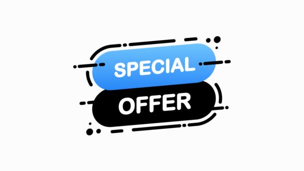 Oferta especial banner plano azul isolado no fundo branco. Gráfico de movimento. — Vídeo de Stock