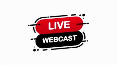 Canlı yayında beyaz zemin üzerinde kırmızı düz pankart izole edildi. Hareket grafiği.