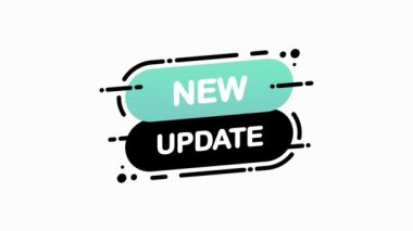 Yeni Güncelleme beyaz zemin üzerinde izole edilmiş yeşil düz pankart. Hareket grafiği.