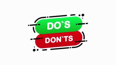 Dos or Donts beyaz zemin üzerinde yeşil ya da kırmızı bir pankart izole etti. Hareket grafiği.