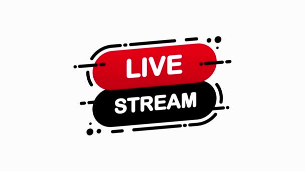 Live Stream isolated red flat banner on white background. Motion graphic. — Stock Video