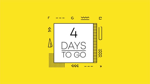 Four days to go timer banner in geometry style on yellow background. Countdown day go. Motion graphic. — Stock Video
