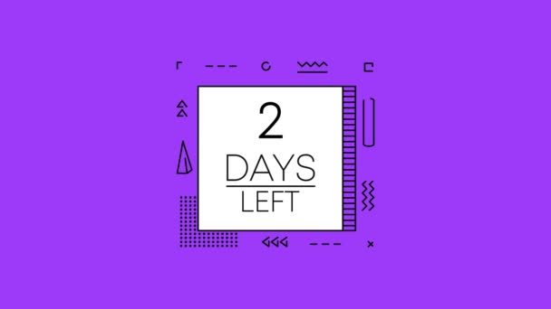 Temporizador de dois dias deixou modelo de contagem regressiva no fundo roxo. Design de geometria. Gráfico de movimento. — Vídeo de Stock