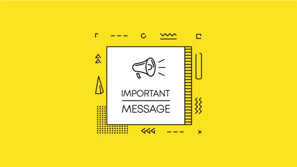 Geometry megaphone with important message speech bubble. Banner for business, marketing and advertising on yellow background. Motion graphic. — Stock Video