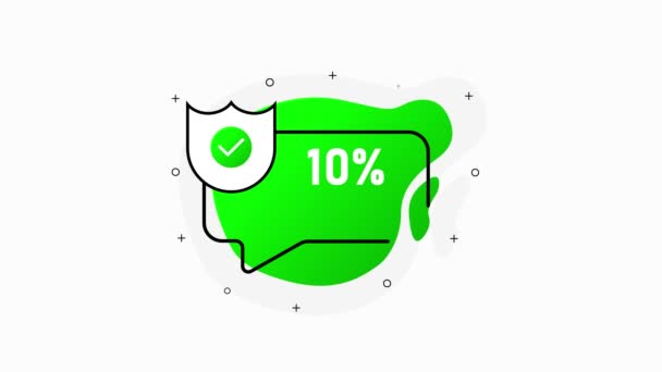 Абстрактные зеленые признаки 10% защиты. Закрытое знамя. Графика движения. — стоковое видео