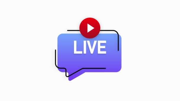 Live webcast, webinar voor concept design. Vlakke web gradiënt banner geïsoleerd op witte achtergrond. Live streaming logo. Vlak ontwerp. Bewegingsgrafiek. — Stockvideo