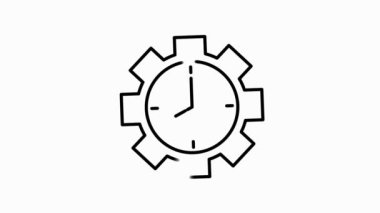 Zamanla ilgili hareket gri çizgi simgesi. Zamanlayıcı, hız, alarm, restore, zaman yönetimi, takvim ve daha fazlası gibi simgeler içerir. Hareket grafiği.