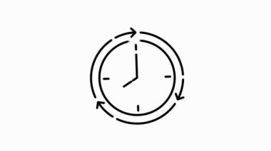 Zamanla ilgili hareket gri çizgi simgesi. Zamanlayıcı, hız, alarm, restore, zaman yönetimi, takvim ve daha fazlası gibi simgeler içerir. Hareket grafiği.