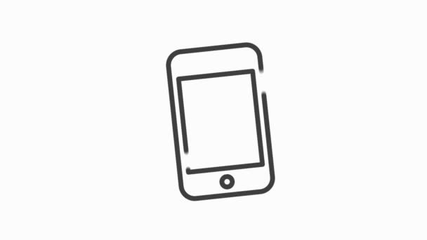 Иконка телефона ELECTRONICS с плоским абстрактным дизайном изолирована на белом фоне. Графика движения. — стоковое видео