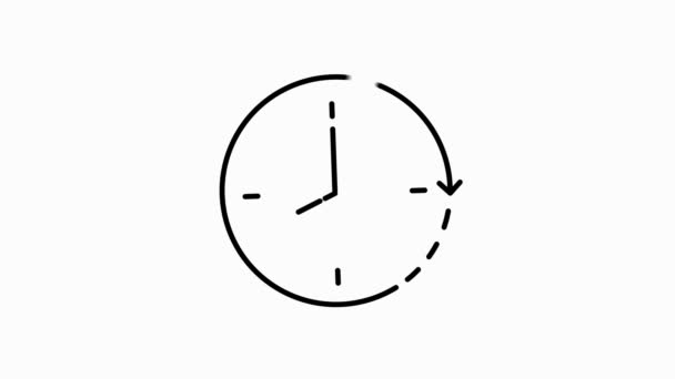 简单的时间相关的运动灰线图标.包含计时器、速度、报警、还原、时间管理、日历等图标。运动图形. — 图库视频影像