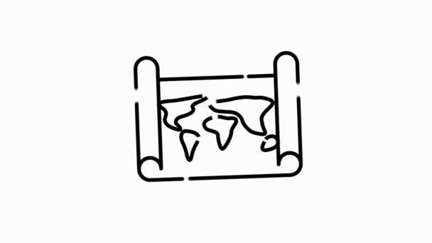 Globe gerelateerde outline icoon op witte achtergrond. Dunne lijn beweging pictogrammen voor website ontwerp en ontwikkeling, app ontwikkeling. Bewegingsgrafiek. — Stockvideo