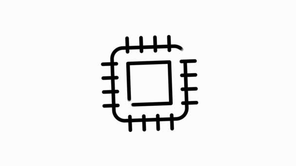 ELECTRONICS en chip ikon med platt abstrakt design isolerad på vit bakgrund. Rörelsebild. — Stockvideo