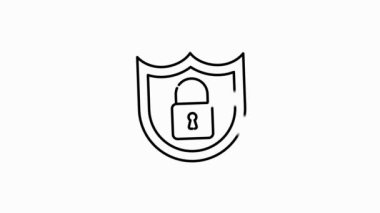 Modern kavramlar, web ve beyaz arka plandaki uygulamalar için güvenlik çizgisi simgesi. Hareket grafiği.