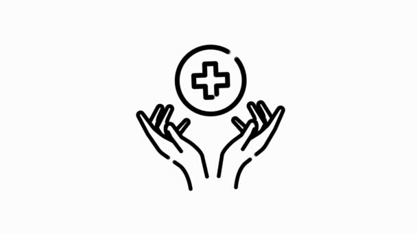 Iconos de línea HEALTHCARE para conceptos modernos, web y aplicaciones sobre fondo blanco. Gráfico de movimiento. — Vídeos de Stock
