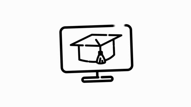 Icona ISTRUZIONE con disegno di linea isolato su sfondo bianco. Vai a scuola. Educazione online. Grafico di movimento. — Video Stock