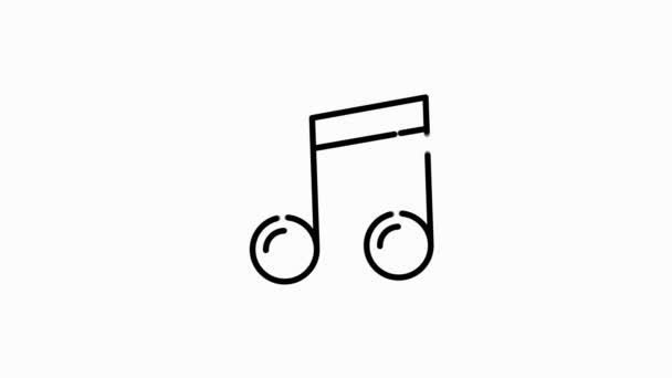 MUSIC icon with line design isolated on white background. Motion graphic. — Stock Video