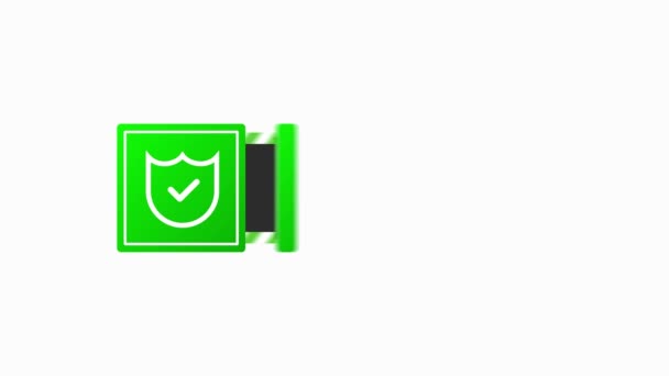 Green abstraction isolated sticker iso 50001 certified. Motion graphic. — Stock Video