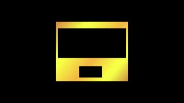 4K UHD, Quad HD, Full HD ve HD çözünürlüklü sunum plakaları siyah arkaplan üzerinde altın gradyan renk. Televizyon sembolleri ve simgeleri. Hareket grafiği.