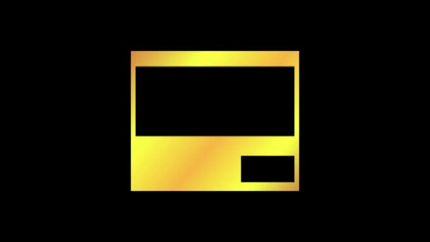Placas de presentación de resolución 4K UHD, Quad HD, Full HD y HD de color dorado degradado sobre fondo negro. Símbolos e iconos de TV. Gráfico de movimiento. — Vídeo de stock