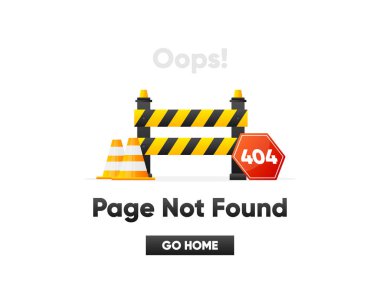 404 Hata Sayfası Bulunamadı afişi. Sistem hatası, kırık sayfa. İnternet sitesi için. Web Şablonu. Vektör illüstrasyonu