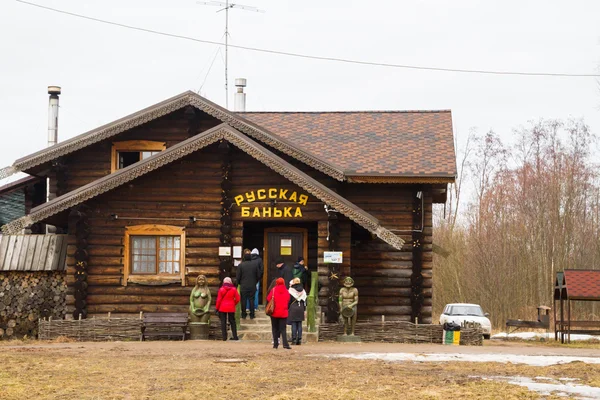 Wooden buildings in the Russian village — Stock Photo, Image