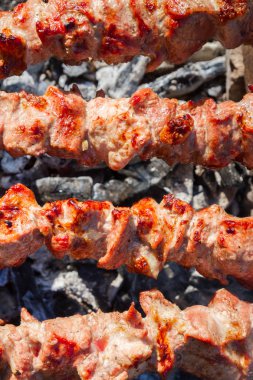 Domuz eti yemek et şiş dilimlenmiş