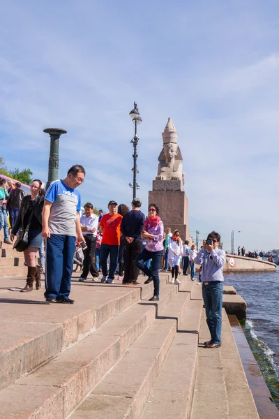 Lieu célèbre avec Sphinxes près du pont Blagoveshchensky à Sunny — Photo