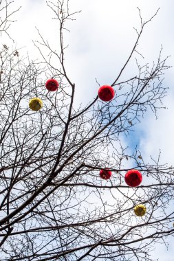 Noel oyuncaklar topları ağaç üzerinde