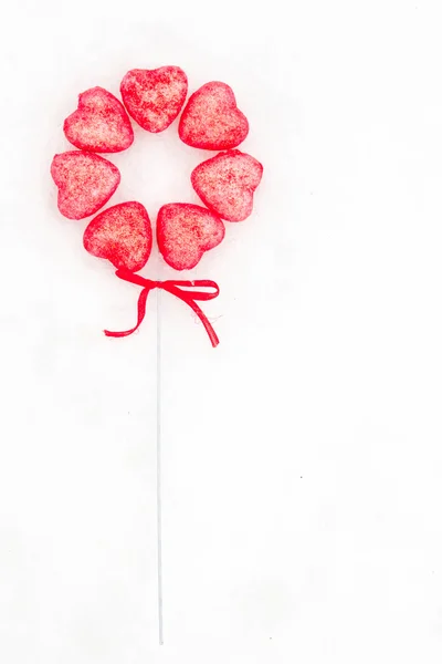 Pink hearts in the snow — Stock Photo, Image