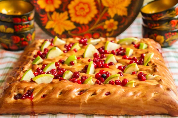 Pie with apples and cranberries — Stock Photo, Image