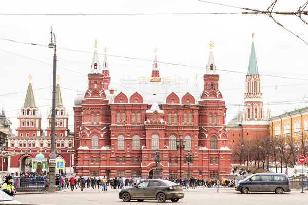 Moscow, Russia, March 7, 2015. Historical Museum on red square.