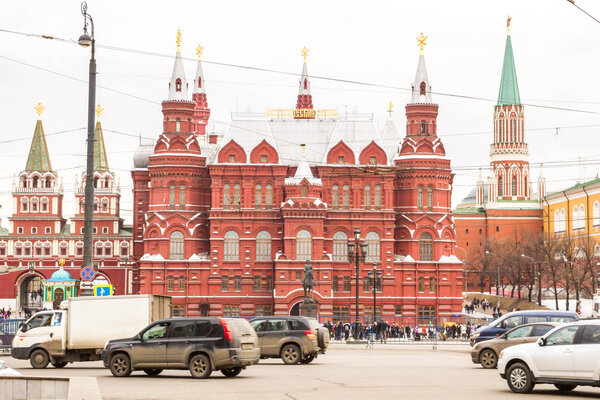 Moscow, Russia, March 7, 2015. Historical Museum on red square.