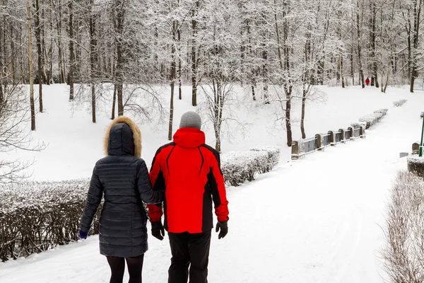 Lomonosov São Petersburgo Rússia Fevereiro 2015 Pessoas Andam Parque Inverno — Fotografia de Stock